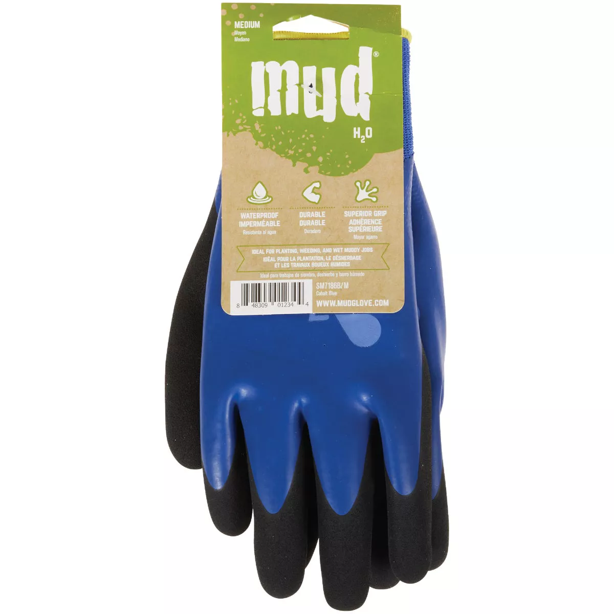 Mud H2O Women's Medium Latex Coated Polyester Cobalt Blue Garden Glove - photo 2