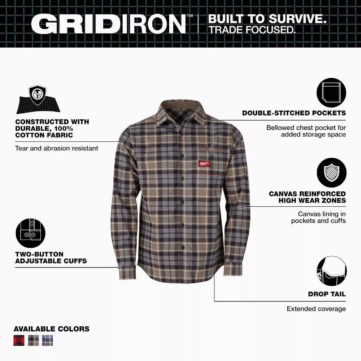 Milwaukee GridIron Men's Medium Gray Long Sleeve Flannel Shirt - photo 2