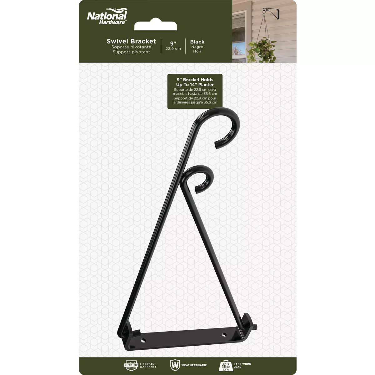 National Hardware 9 In. Black Steel Swivel Hanging Plant Bracket - photo 2