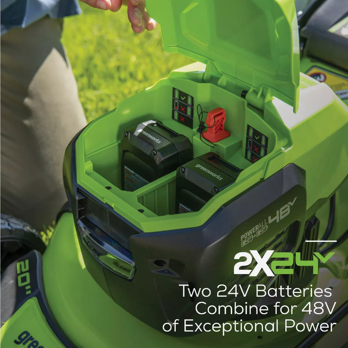 Greenworks 24V (2 x 24V) 20 In. Brushless Push Lawn Mower with (2) 4.0 Ah USB Batteries & Dual-Port Charger - photo 4