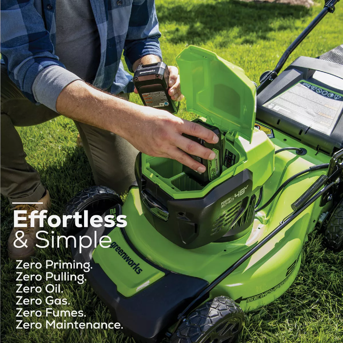 Greenworks 24V (2 x 24V) 20 In. Brushless Push Lawn Mower with (2) 4.0 Ah USB Batteries & Dual-Port Charger - photo 5