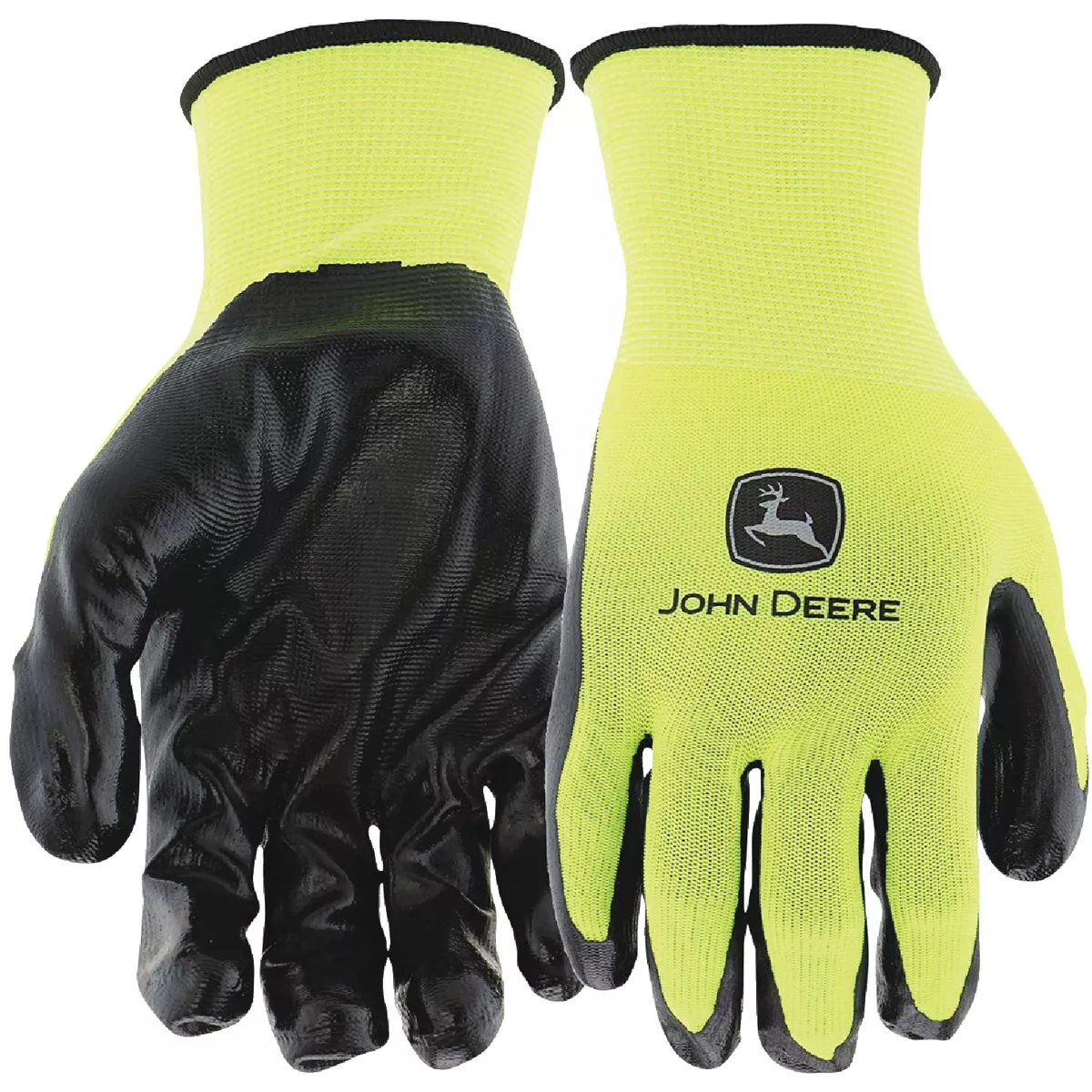 John Deere Men's Large Nitrile Coated Polyester Hi-Vis Green Work Glove (5-Pack)