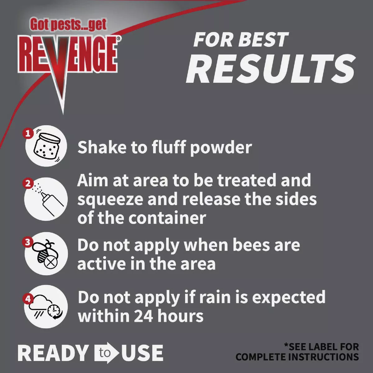 REVENGE 10 Oz. Ready To Use Powder Ground Bee & Spider Killer - photo 2