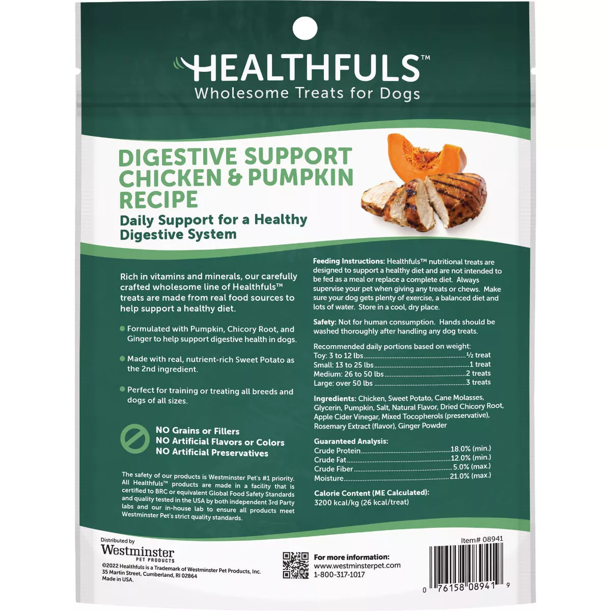 Healthfuls Digestive Support Chicken Recipe Dog Treat, 6 Oz. - photo 2