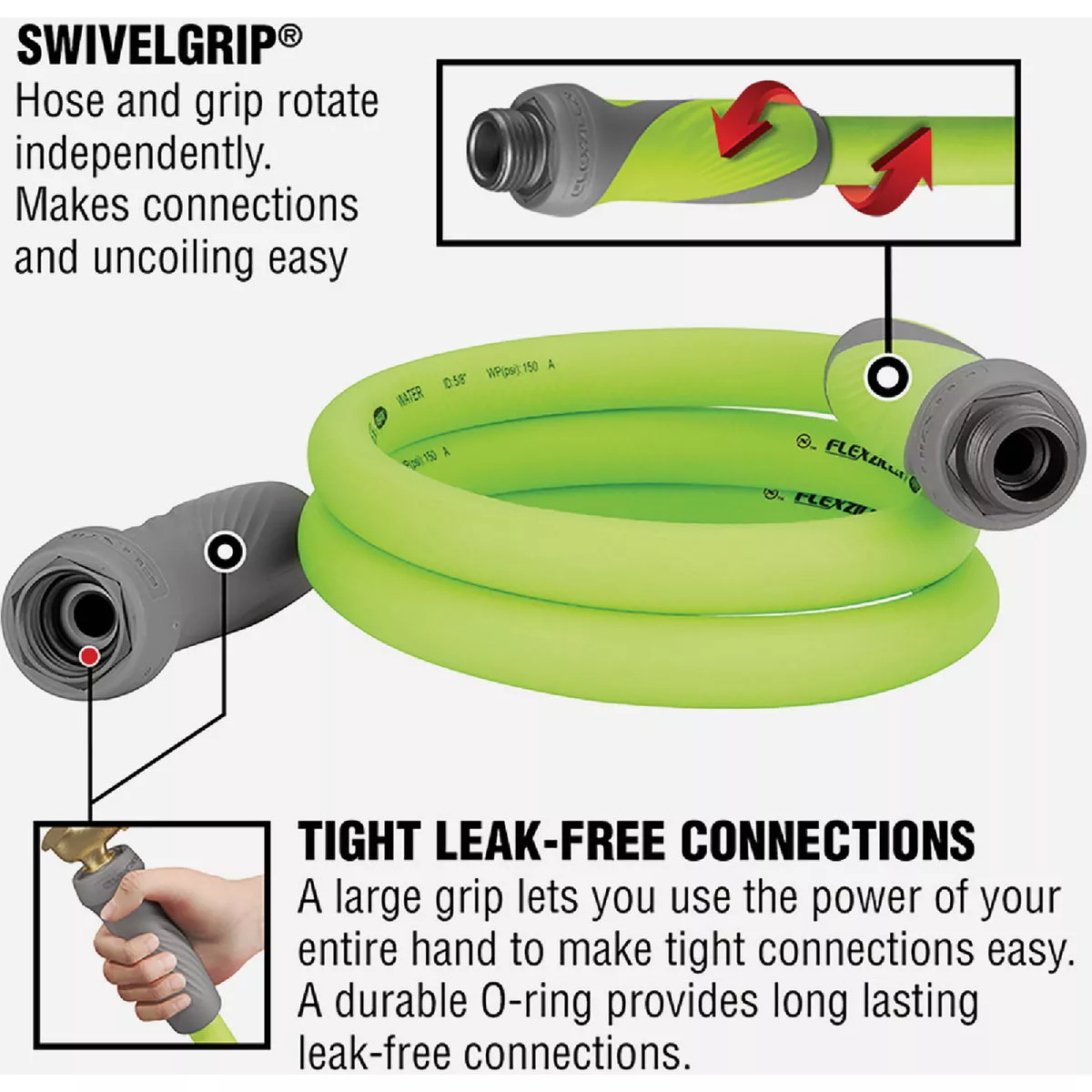 Flexzilla SwivelGrip 5/8 In. Dia. x 5 Ft. L. Drinking Water Safe Lead-In Hose with Male & Female Couplings - photo 7