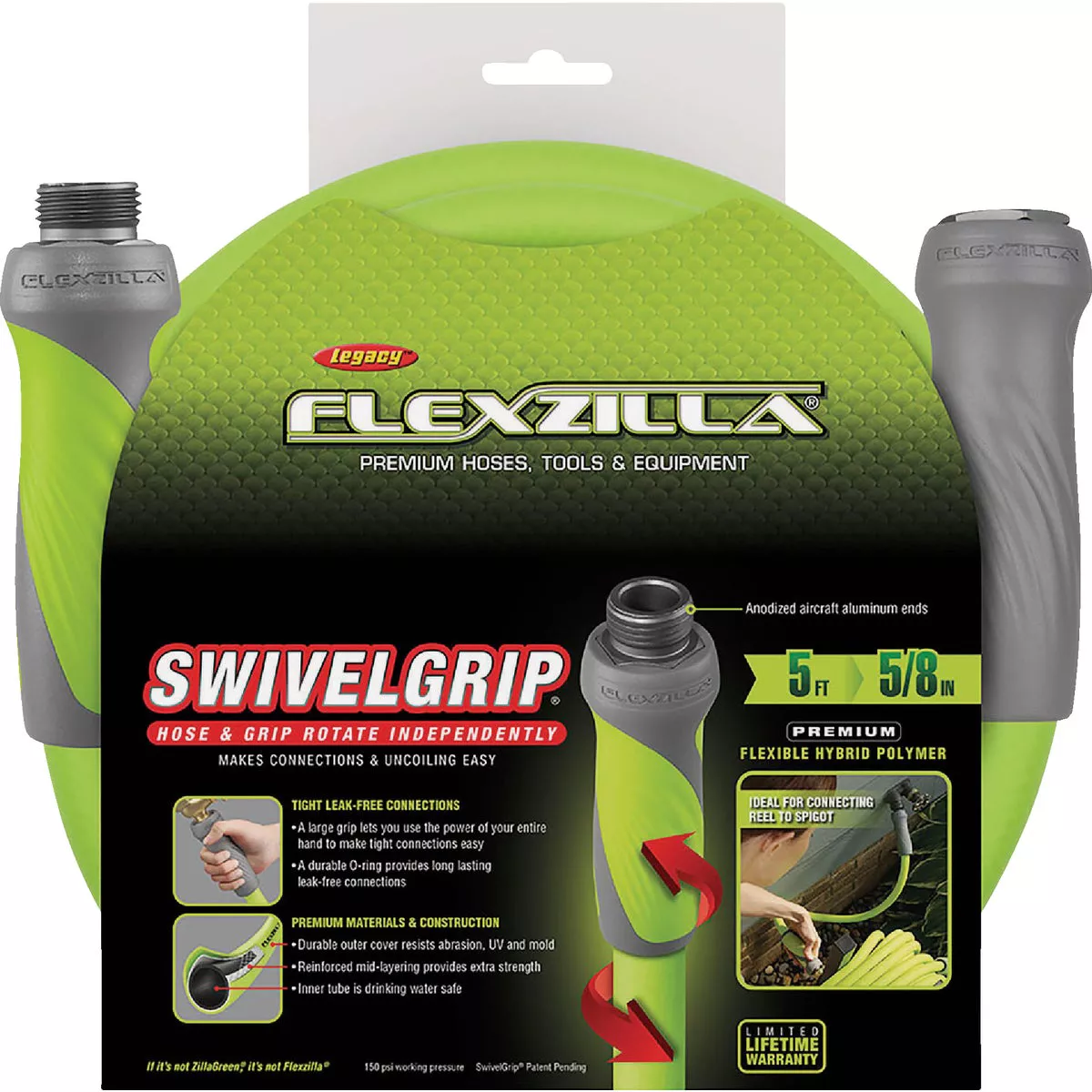 Flexzilla SwivelGrip 5/8 In. Dia. x 5 Ft. L. Drinking Water Safe Lead-In Hose with Male & Female Couplings - photo 9