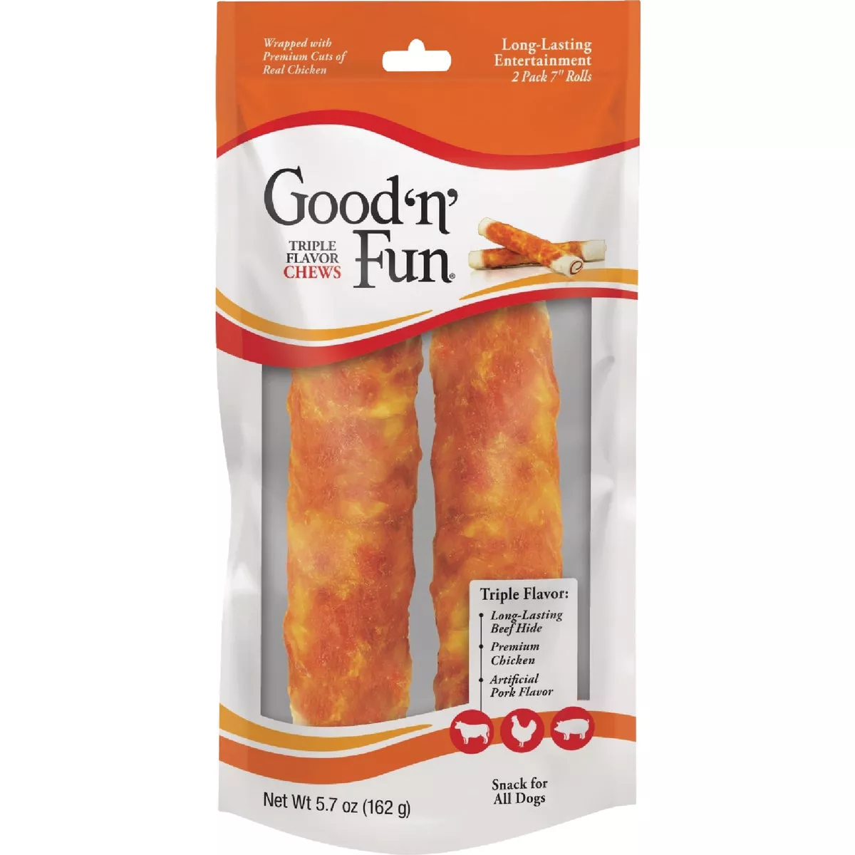 Good 'N' Fun 7 In. Triple Flavor Chew (2-Pack)