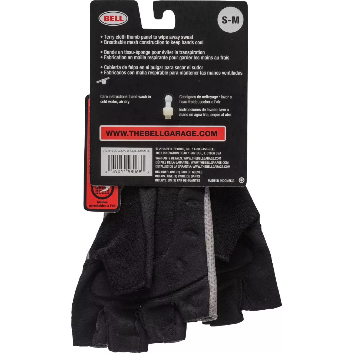 Bell Breeze 400 Black Suede Cycling Gloves, L/XL - photo 2