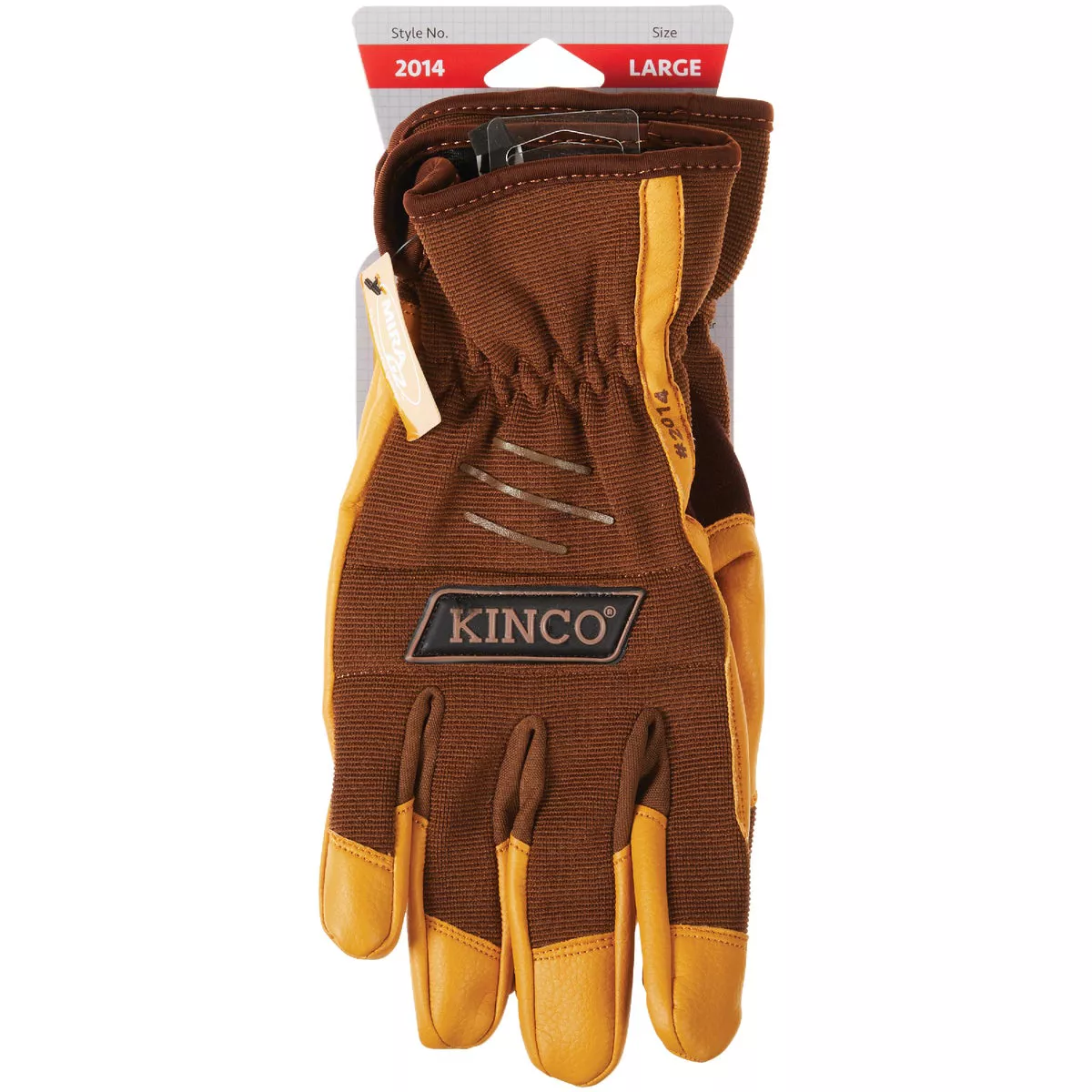 KincoPro Men's Large Brown Polyester-Spandex Back Synthetic Leather Work Glove - photo 2