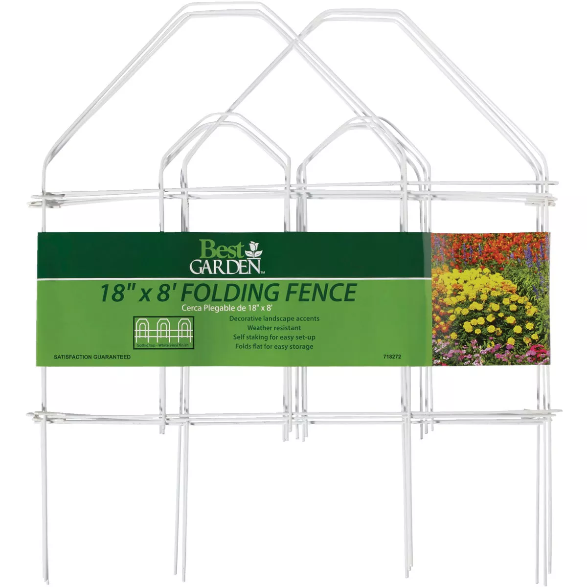 Best Garden 8 Ft. White Galvanized Wire Folding Fence - photo 2