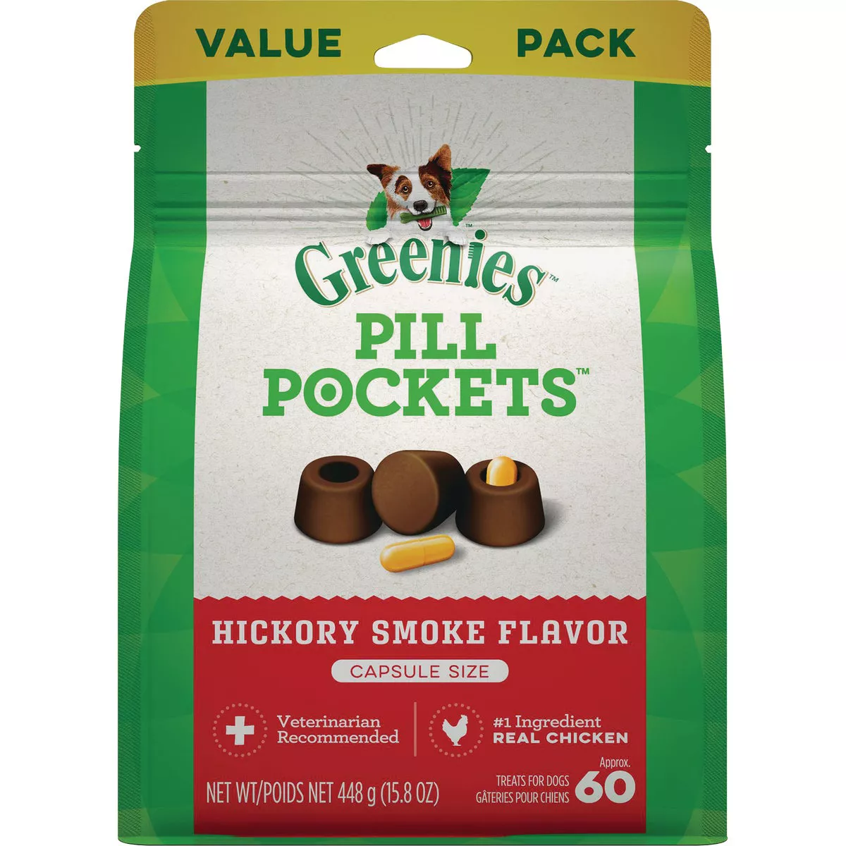 Greenies Capsule Pill Pockets Hickory Smoke Flavor Chewy Dog Treat (60-Pack)
