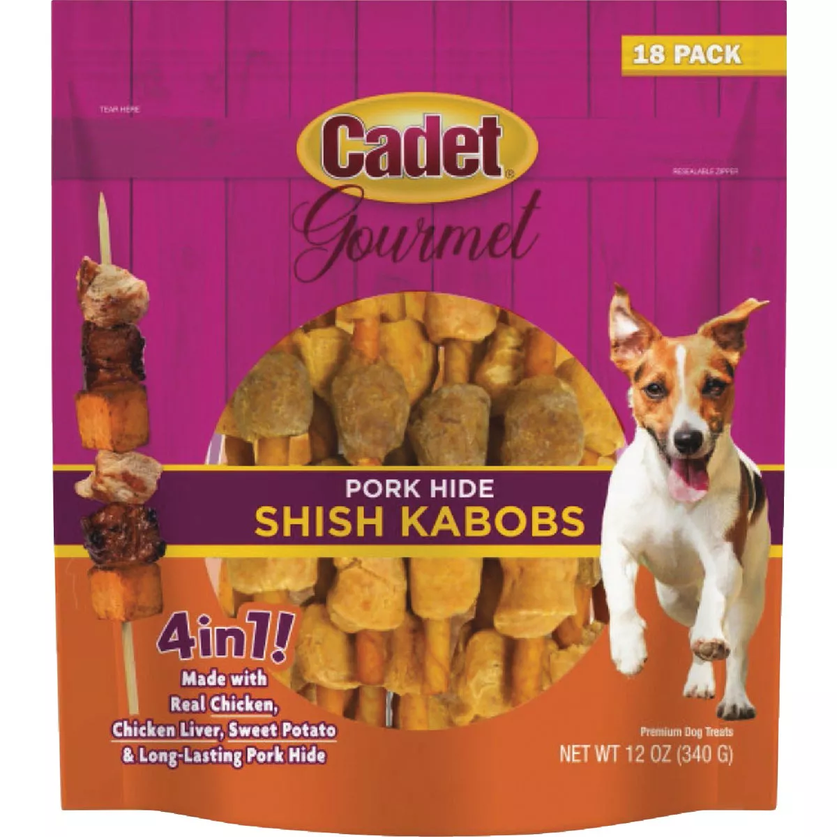 Cadet Gourmet 12 Oz. Pork Hide Shish Kabob Dog Treats