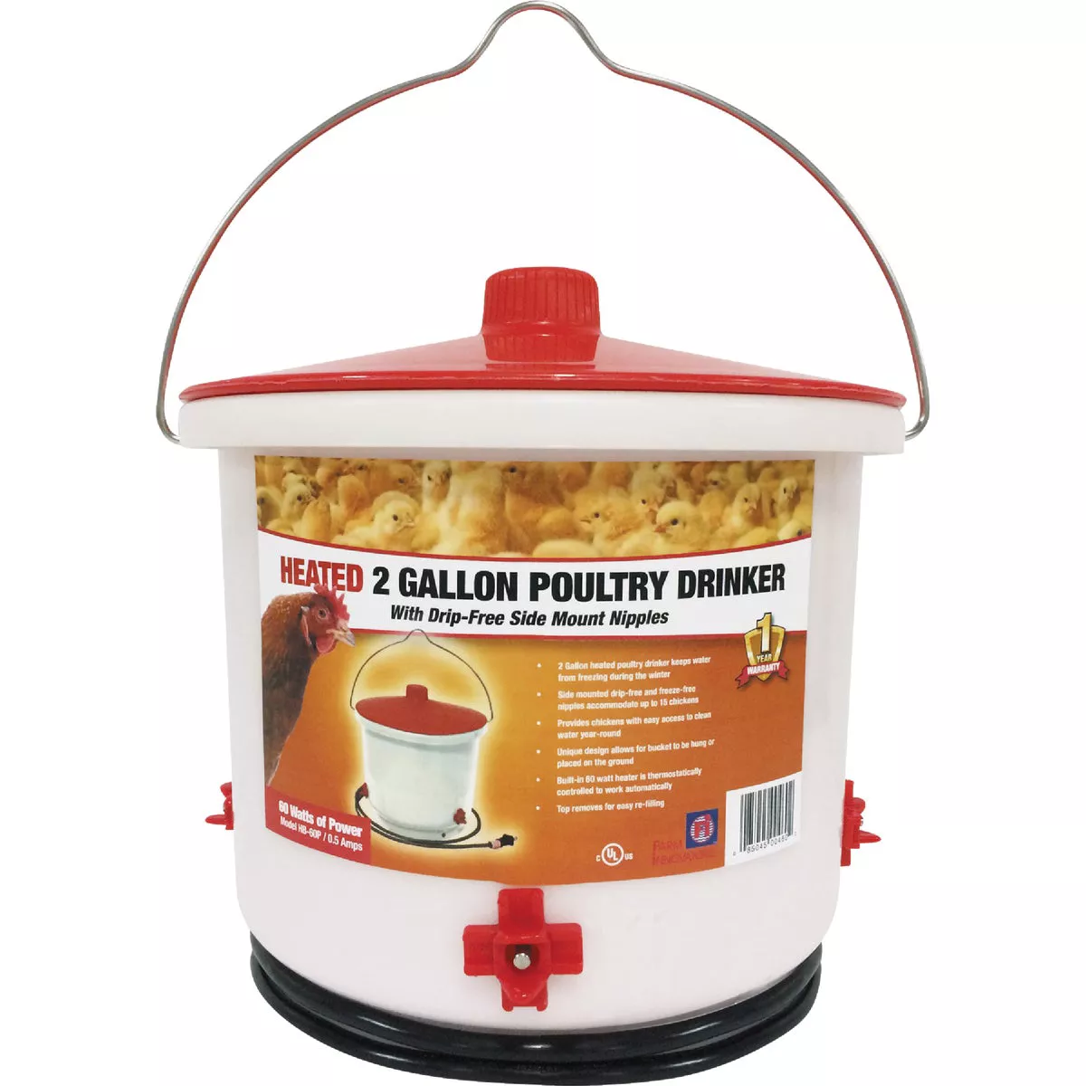 Farm Innovators 2 Gal. Plastic Heated Poultry Drinker