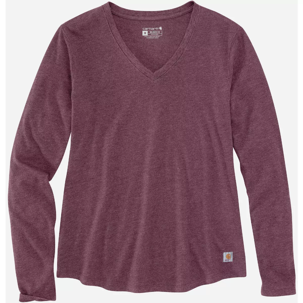 Carhartt Women's 2X Regular Heather Gray Midweight V-Neck Shirt, Relaxed Fit