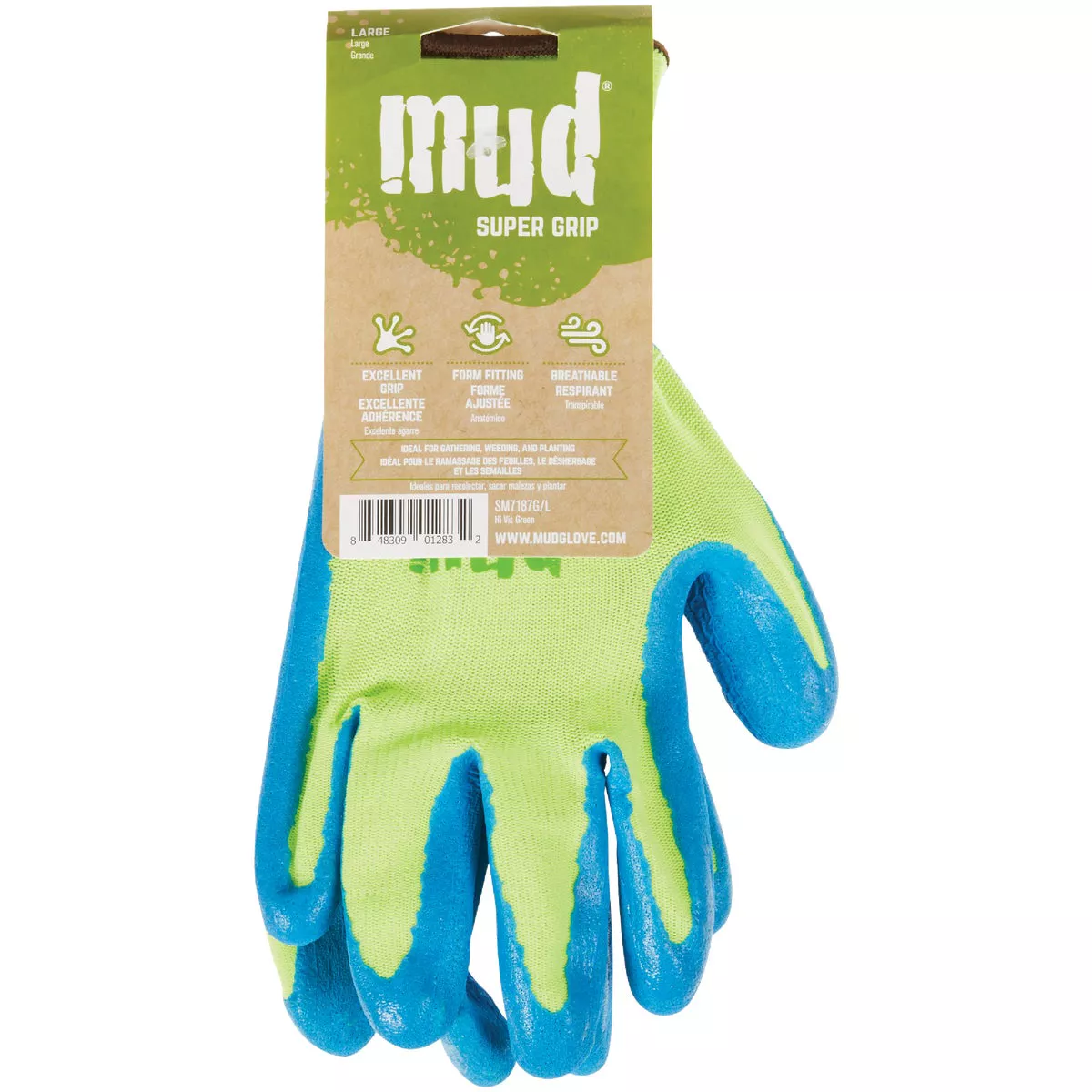 Mud Super Grip Women's Large Latex Coated Lime Green Garden Glove - photo 2