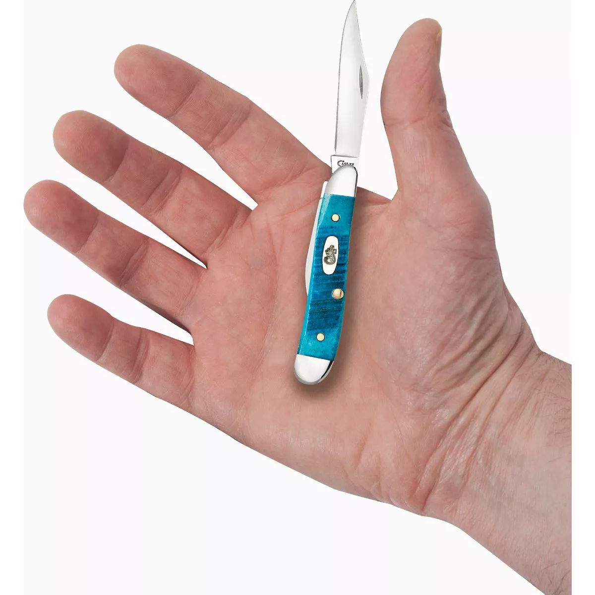 Case 2.1 In. Sawcut Jig Caribbean Blue Bone Peanut Pocket Knife - photo 3