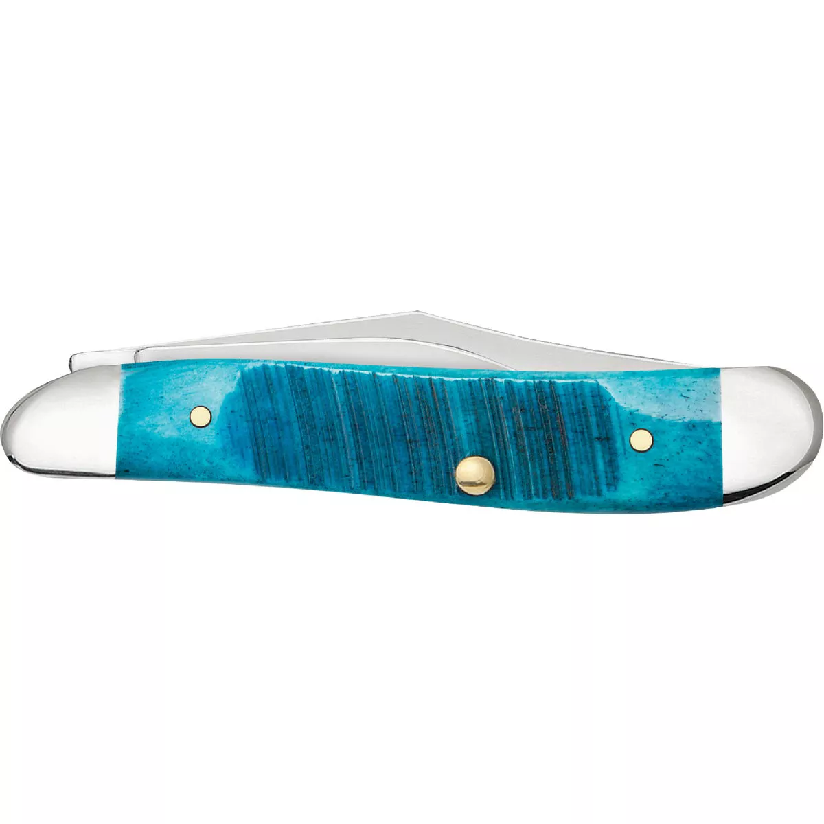 Case 2.1 In. Sawcut Jig Caribbean Blue Bone Peanut Pocket Knife - photo 4