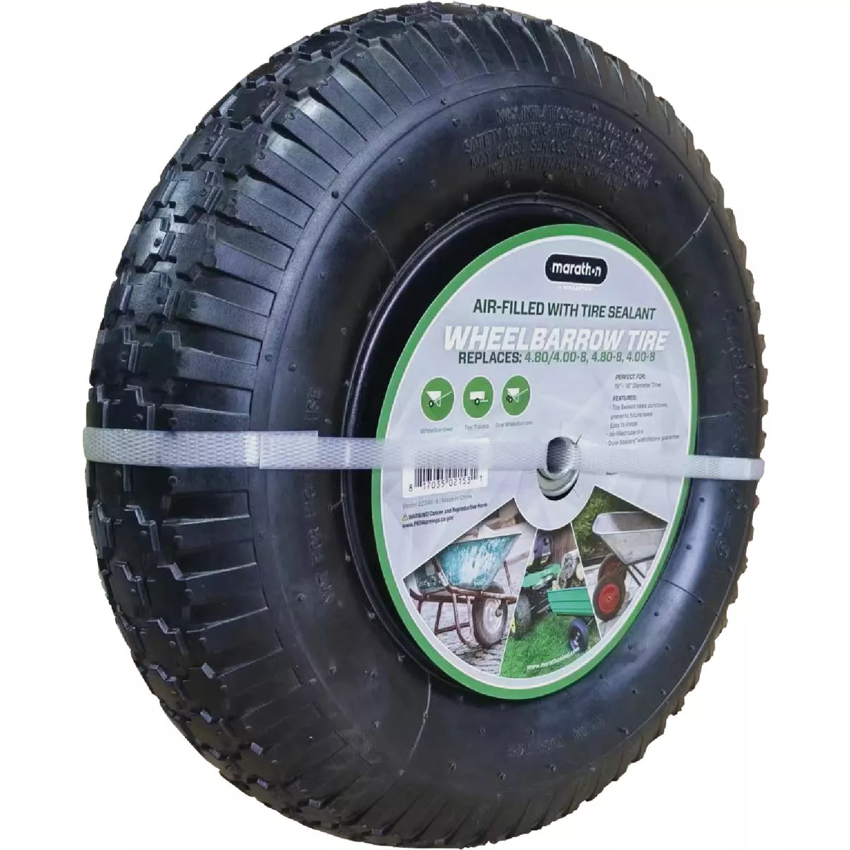 Marathon 4.80/4.00 - 8 In. Wheelbarrow Tire with Air Filled Tire Sealant - photo 3