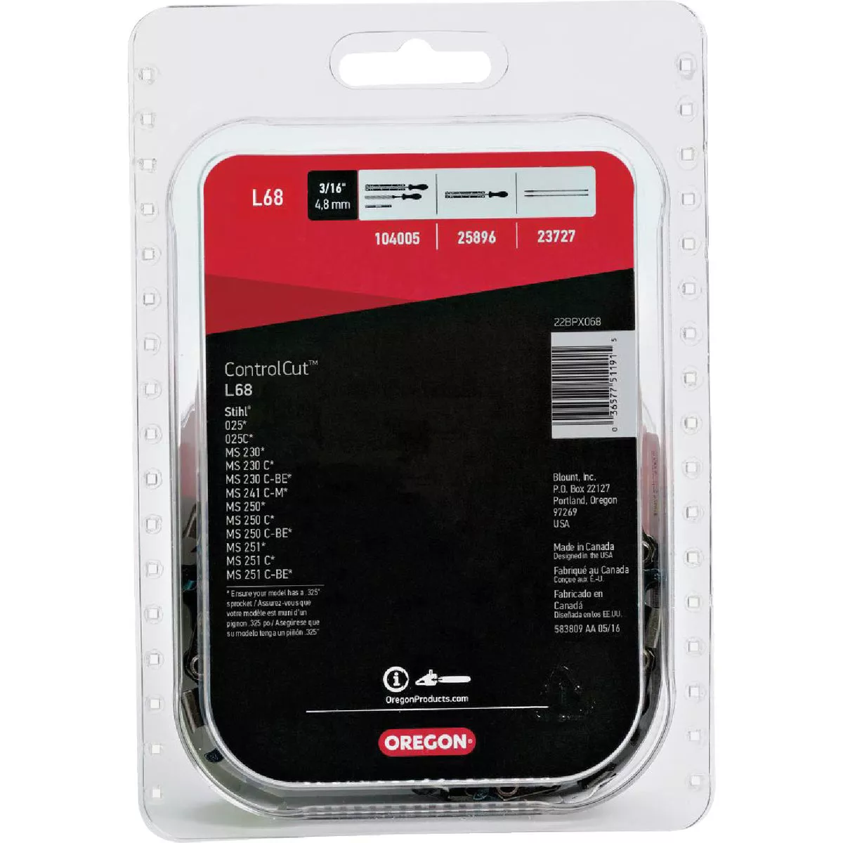 Oregon L68 ControlCut Chainsaw Chain for 18 in. Bar - 68 Drive Links - fits Several Stihl models - photo 2