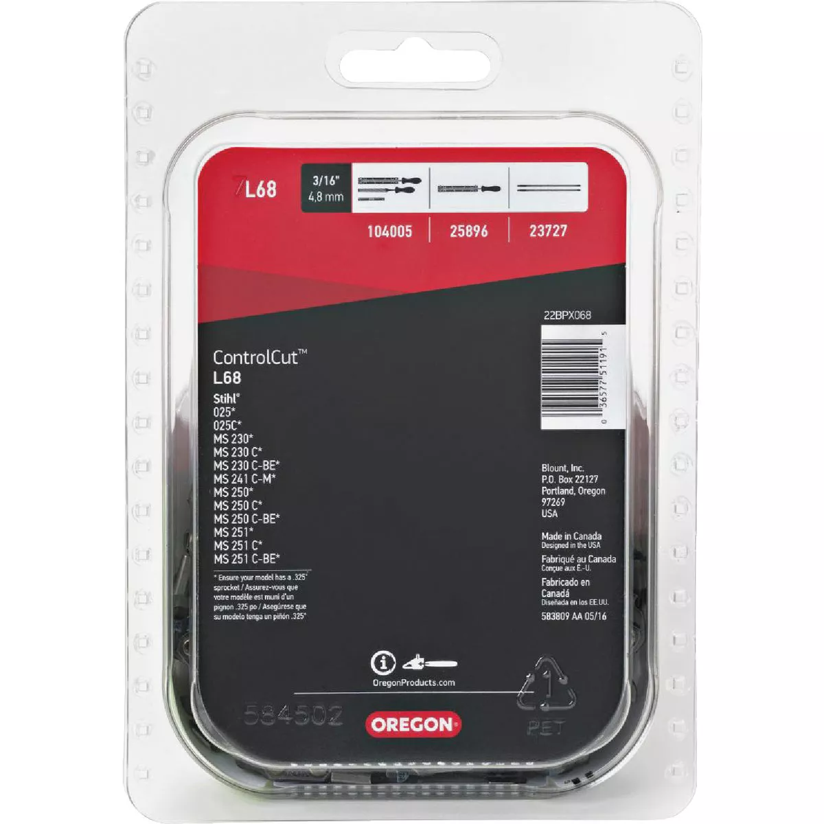 Oregon L68 ControlCut Chainsaw Chain for 18 in. Bar - 68 Drive Links - fits Several Stihl models - photo 3