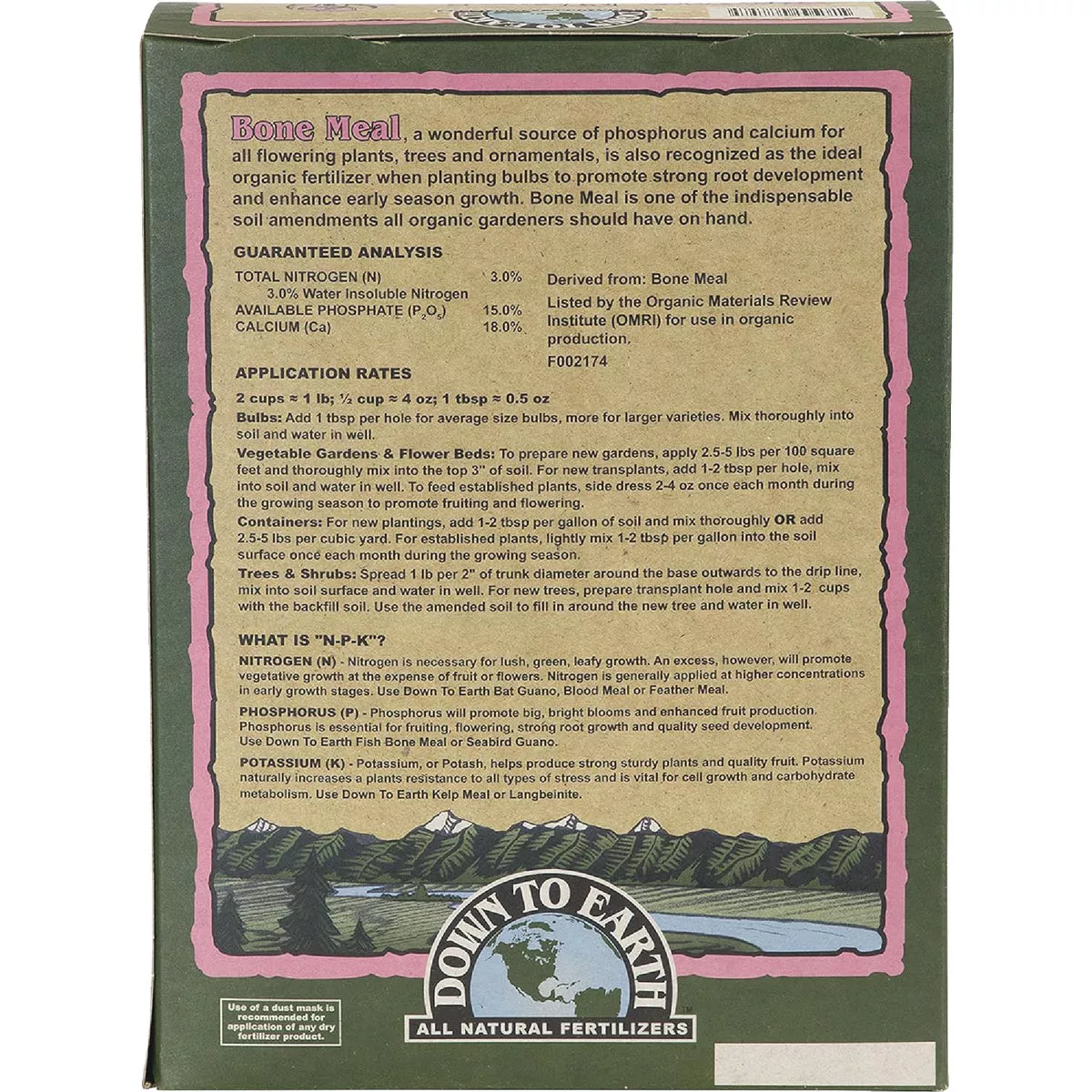 Down To Earth 5 Lb. 3-15-0 Bone Meal - photo 4
