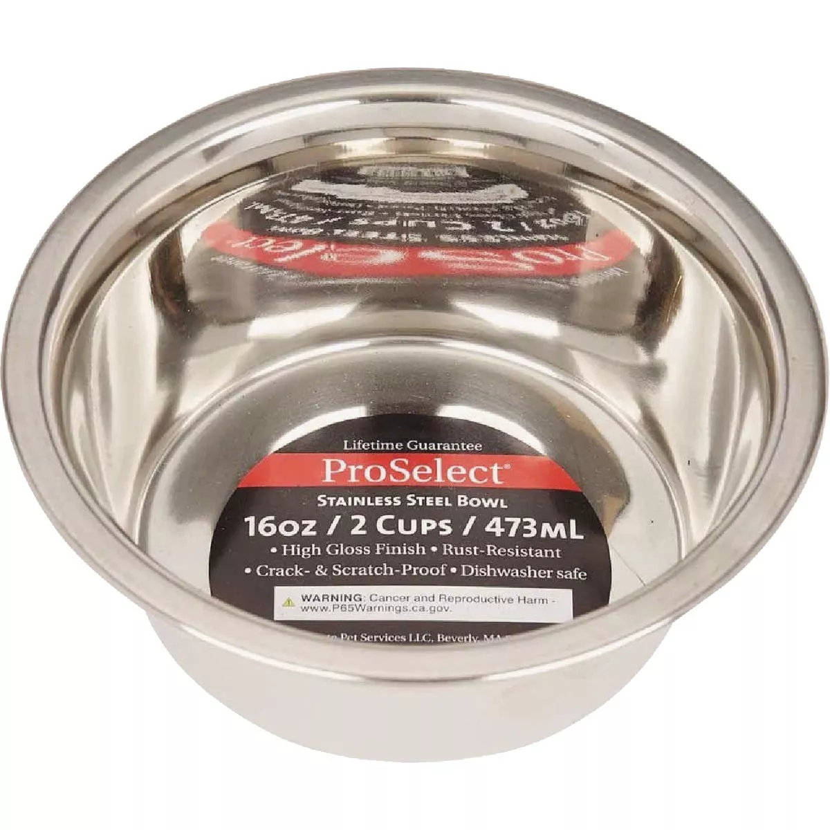 Boss Pet ProSelect 16 Oz. Heavy Stainless Steel Mirror Finish Dog Bowl