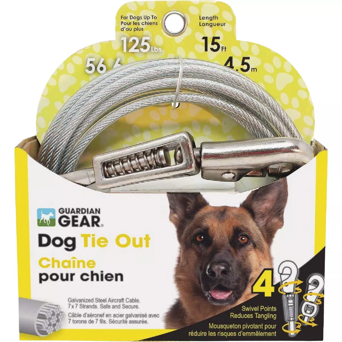 Boss Pet Guardian Gear XL Dog Cable with Spring Dog Tie-Out, 15 Ft. - photo 2