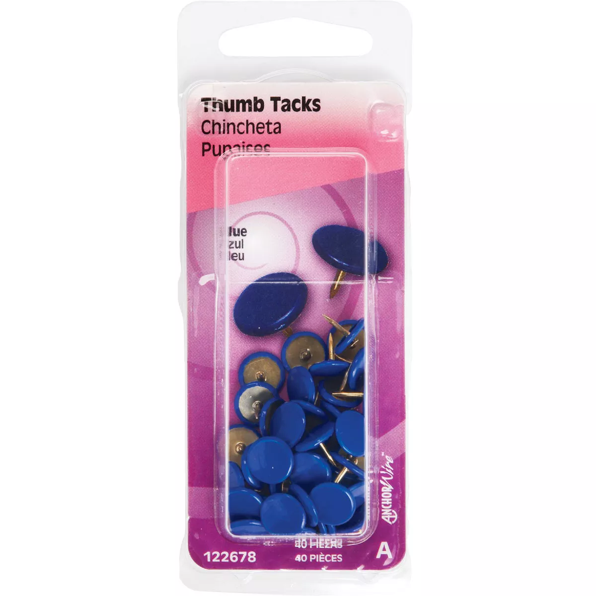 Hillman Anchor Wire Blue 23/64 In. x 15/64 In. Thumb Tack (40 Ct.) - photo 2