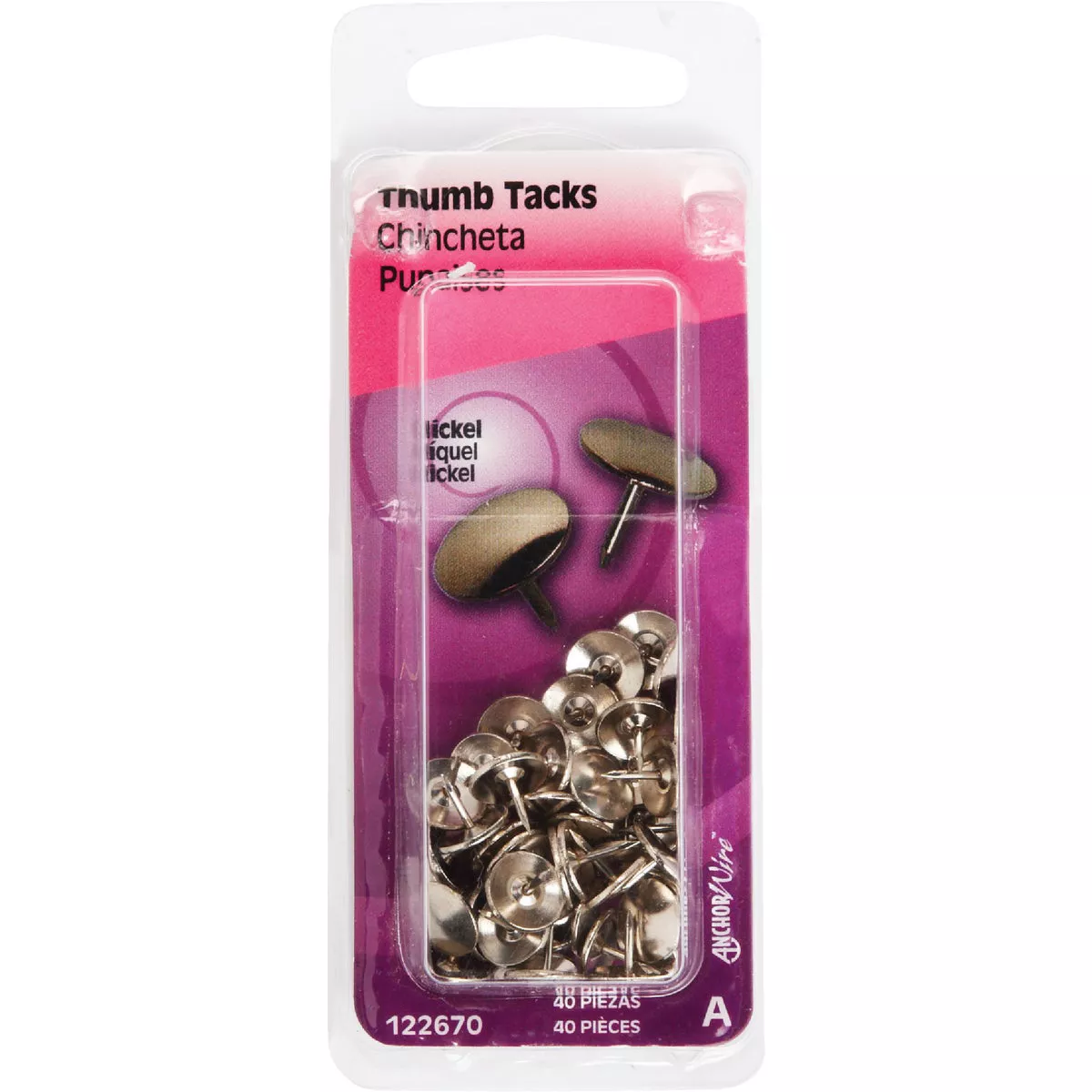 Hillman Anchor Wire Nickel 23/64 In. x 15/64 In. Thumb Tack (40 Ct.) - photo 2