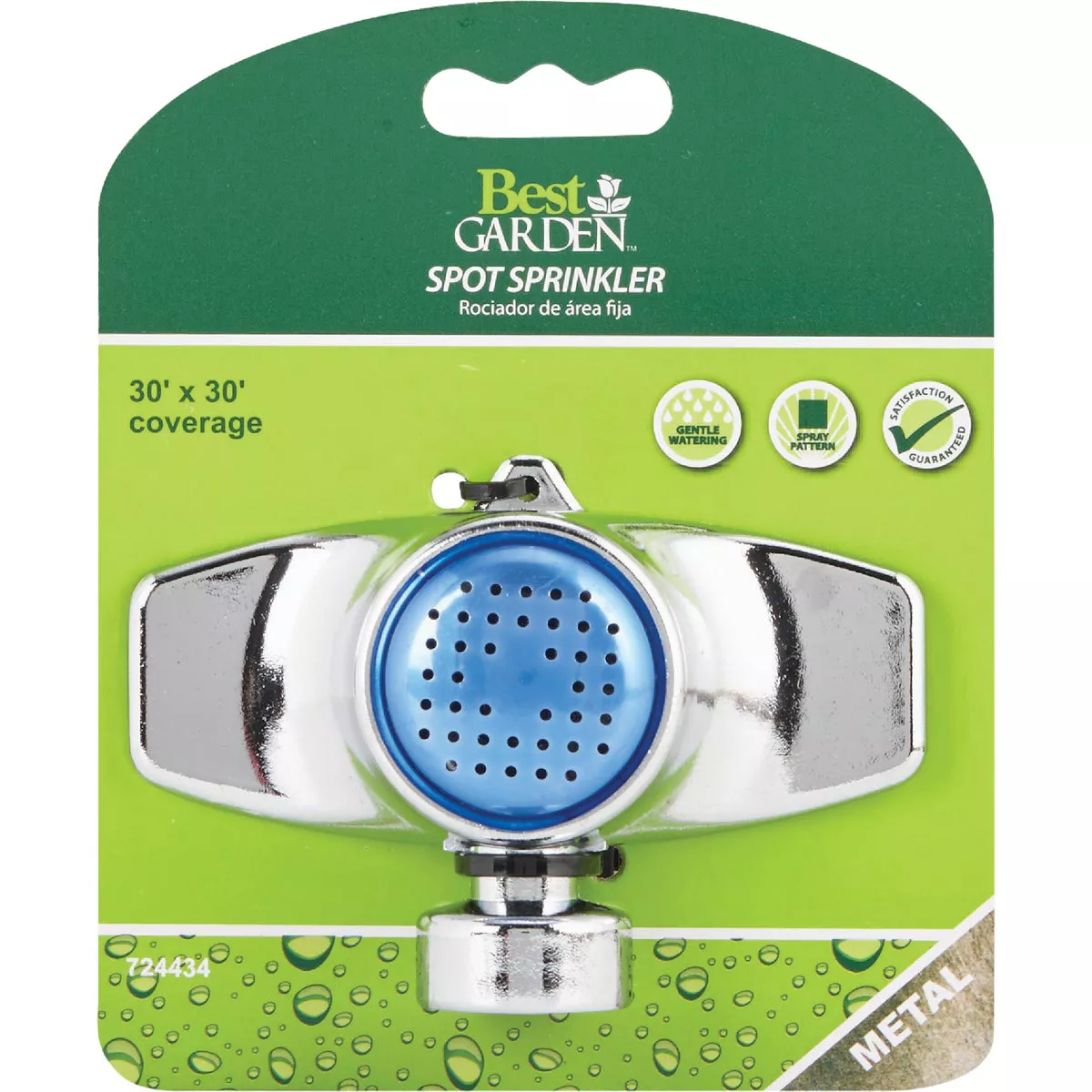 Best Garden Metal 30 Ft. Dia. Spot Stationary Sprinkler, Metallic & Blue - photo 2