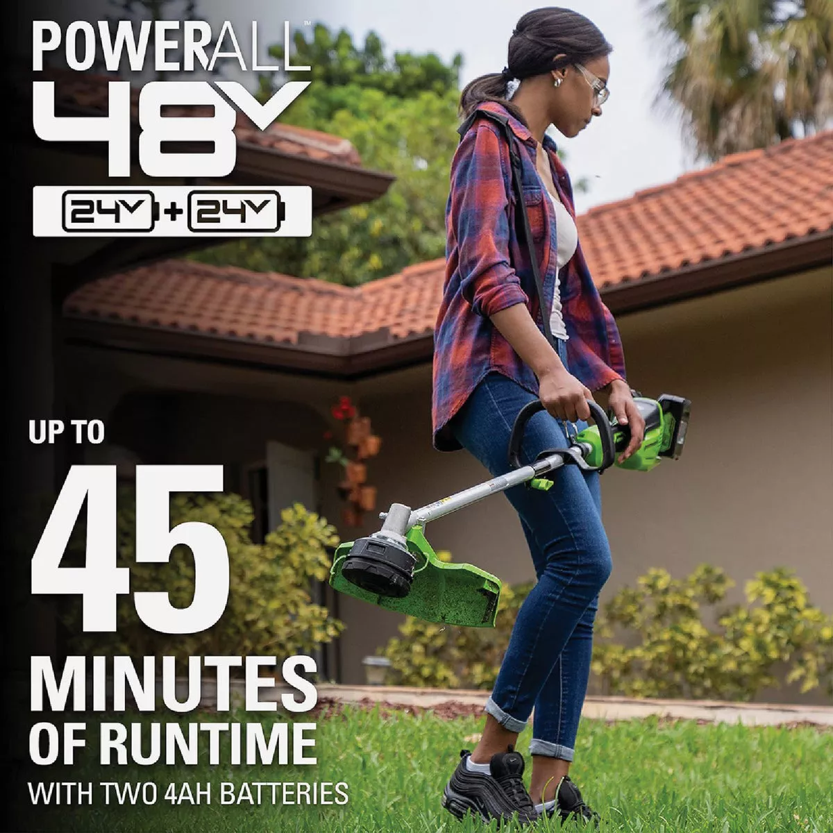 Greenworks 24V (2 x 24V) 16 In. Brushless Attachment Capable String Trimmer with (2) 4.0 Ah USB Batteries & Charger - photo 3