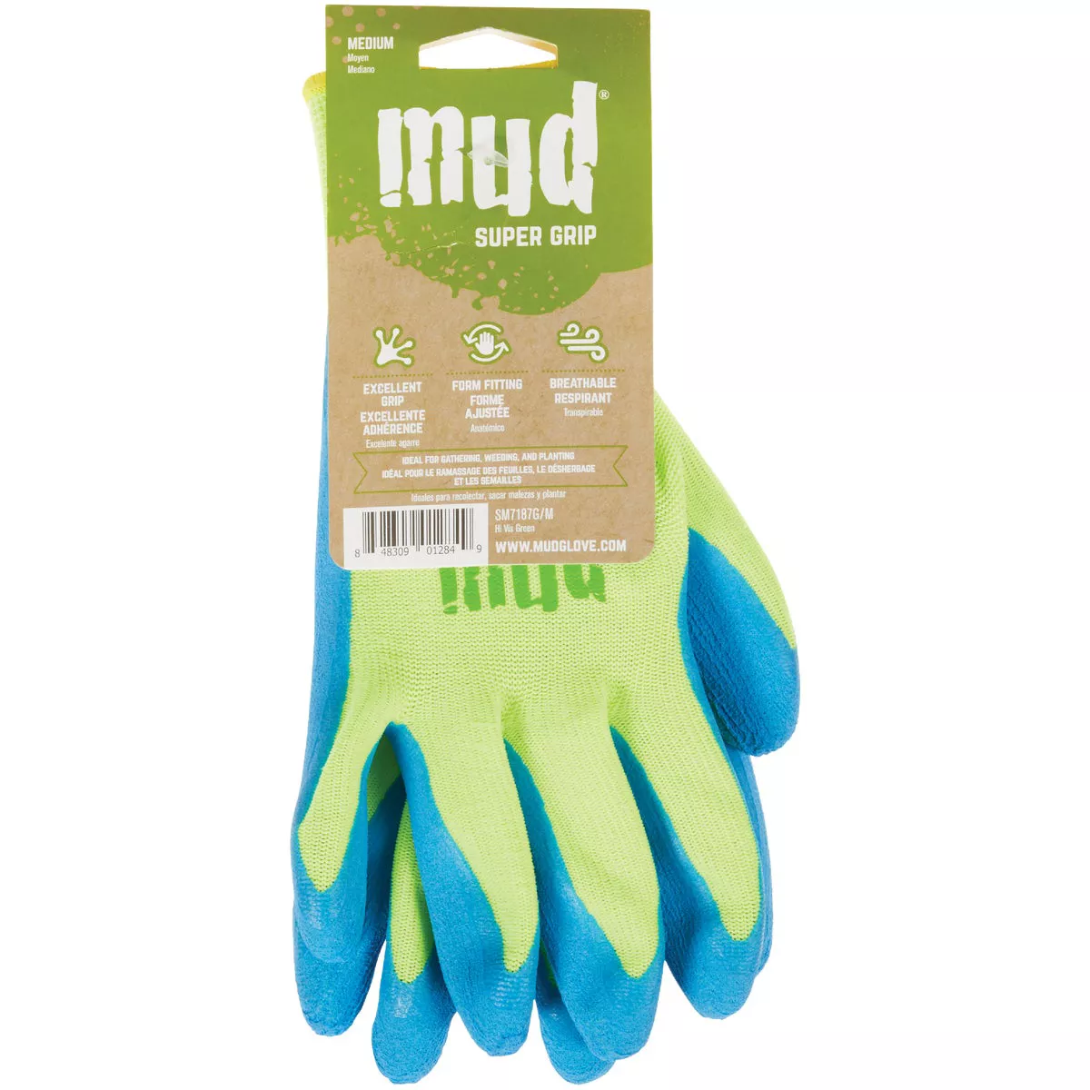 Mud Super Grip Women's Medium Latex Coated Lime Green Garden Glove - photo 2
