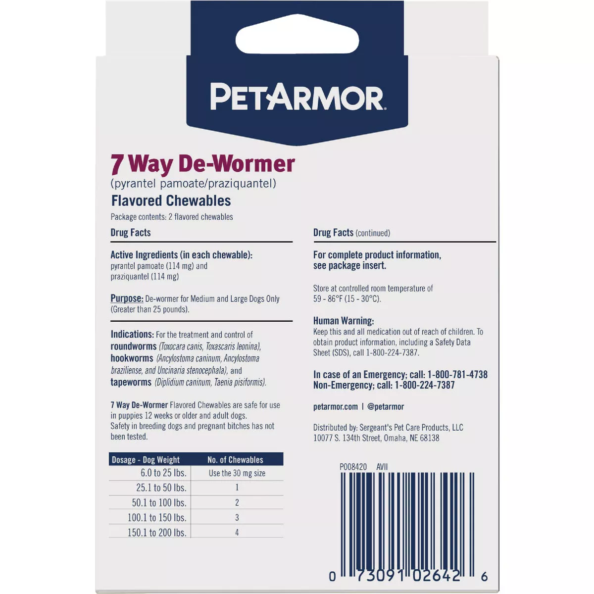 PetArmor 7-Way De-Wormer for Medium & Large Dogs (2-Pack) - photo 2