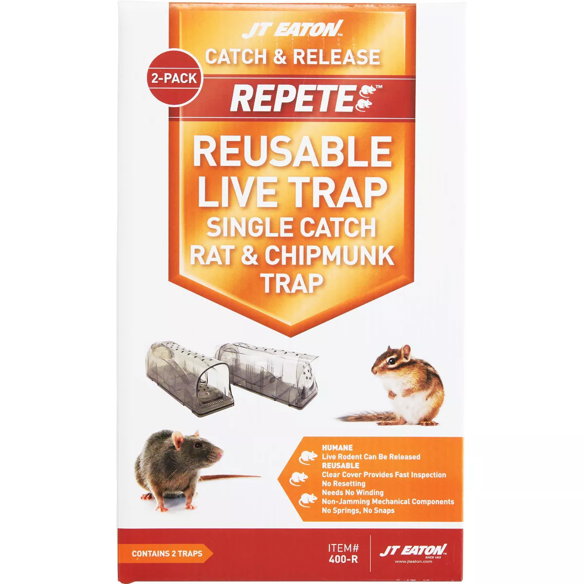 JT Eaton Repete Plastic Reusable Live Rat & Chipmunk Trap (2-Pack) - photo 2