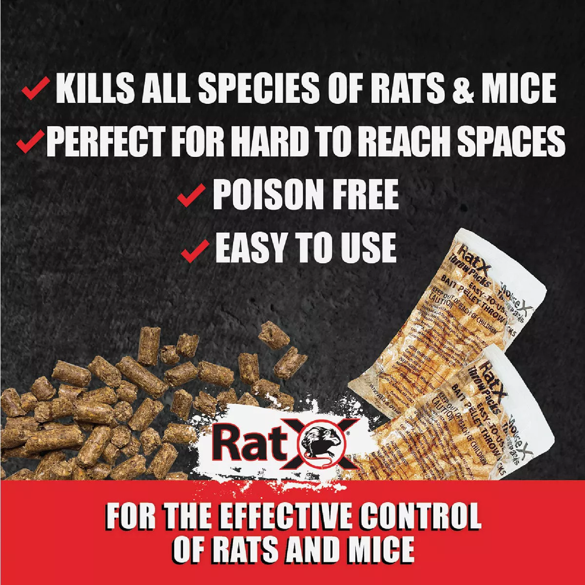 RatX Pellet Throw Pack Rat And Mouse Killer, (6-Pack) - photo 2