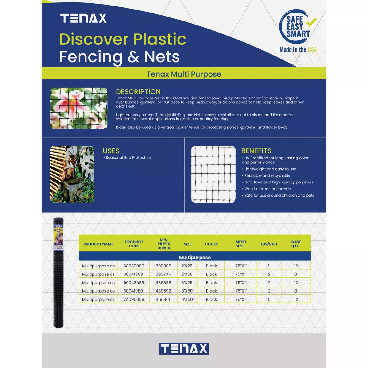 Tenax 3/4 In. x 1 In. Mesh 4 Ft. x 50 Ft. Black Multi-Purpose Net - photo 7