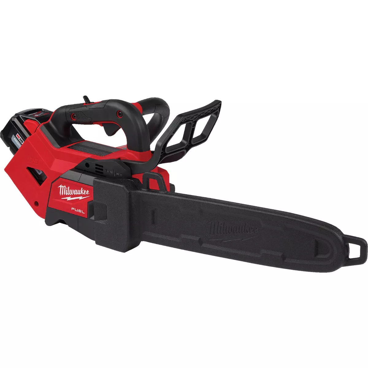 Milwaukee M18 FUEL 14 in. Top Handle 18V Lithium-Ion Brushless Cordless Chainsaw w/ String Trimmer, 8.0 Ah Battery, Charger