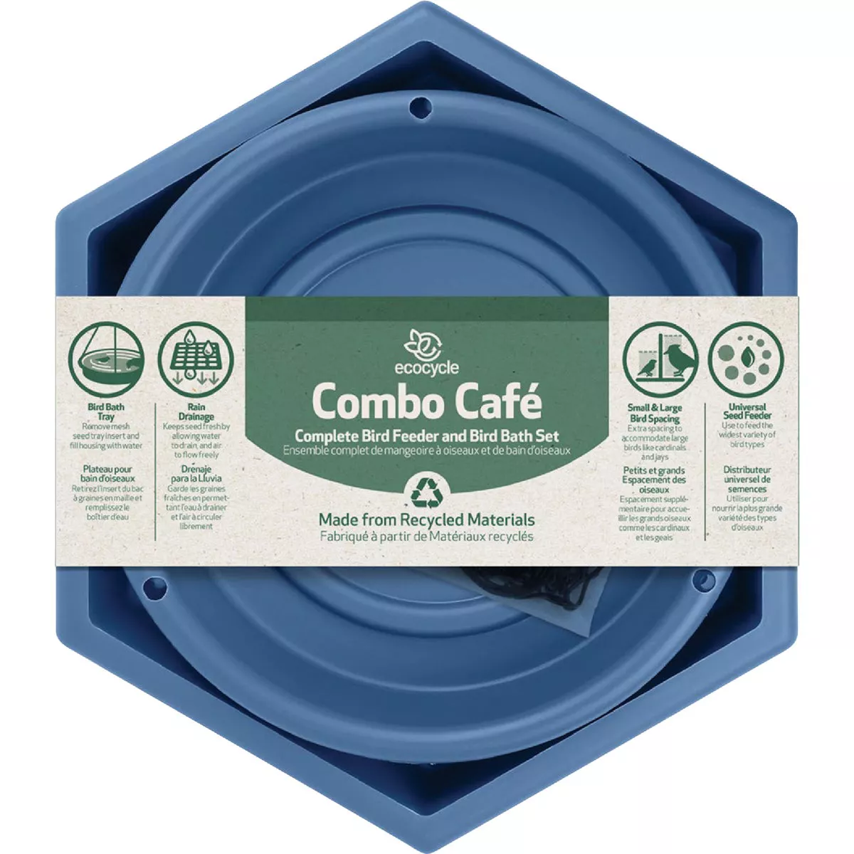 EcoCycle Combo Cafe 2-In-1 Recycled Bird Feeder & Bird Bath - photo 2