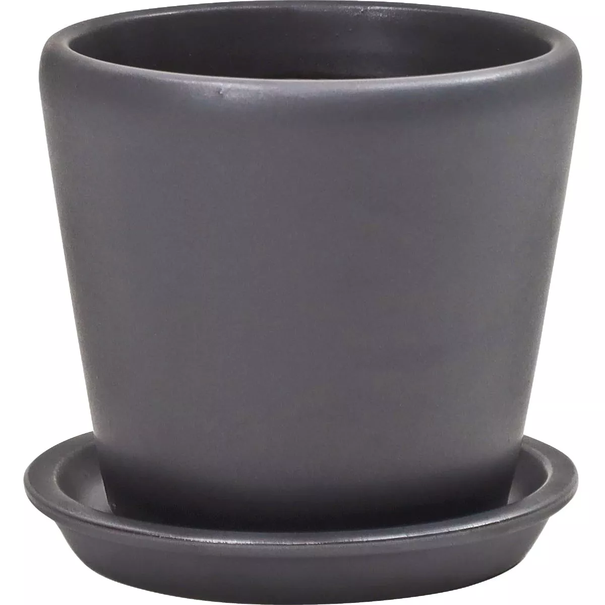 Deroma Levisa 6 In. Dia. Matte Black Ceramic Planter
