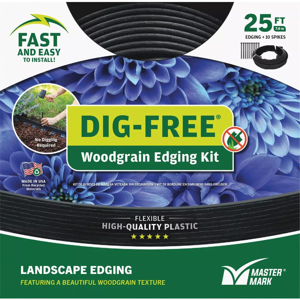 Master Mark Dig-Free 1.5 In. H. x 25 Ft. L. Black Recycled Plastic No Dig Landscape Edging - photo 7