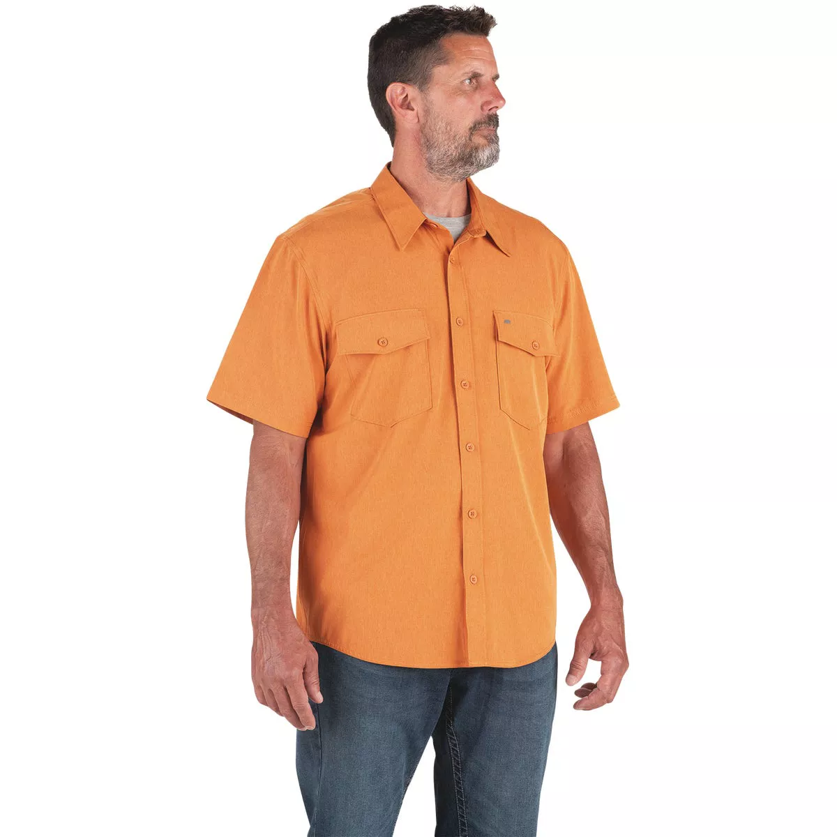 Berne Flex180 Men's XL Heathered Dusty Orange UPF Button Down Short Sleeve Shirt