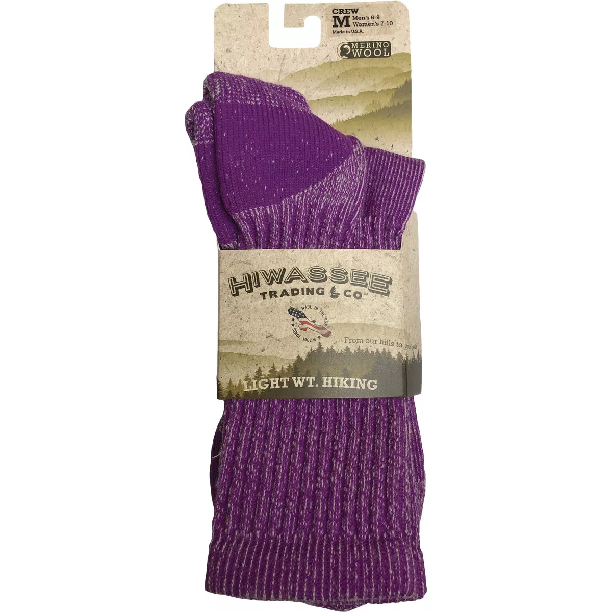 Hiwassee Trading Company Women's Medium Lavender Lightweight Hiking Crew Sock - photo 2