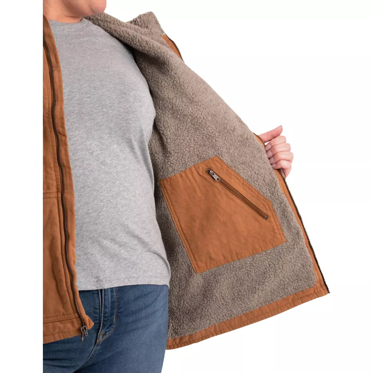 Berne Softstone Women's Large Brown Duck Sherpa-Lined Vest - photo 3