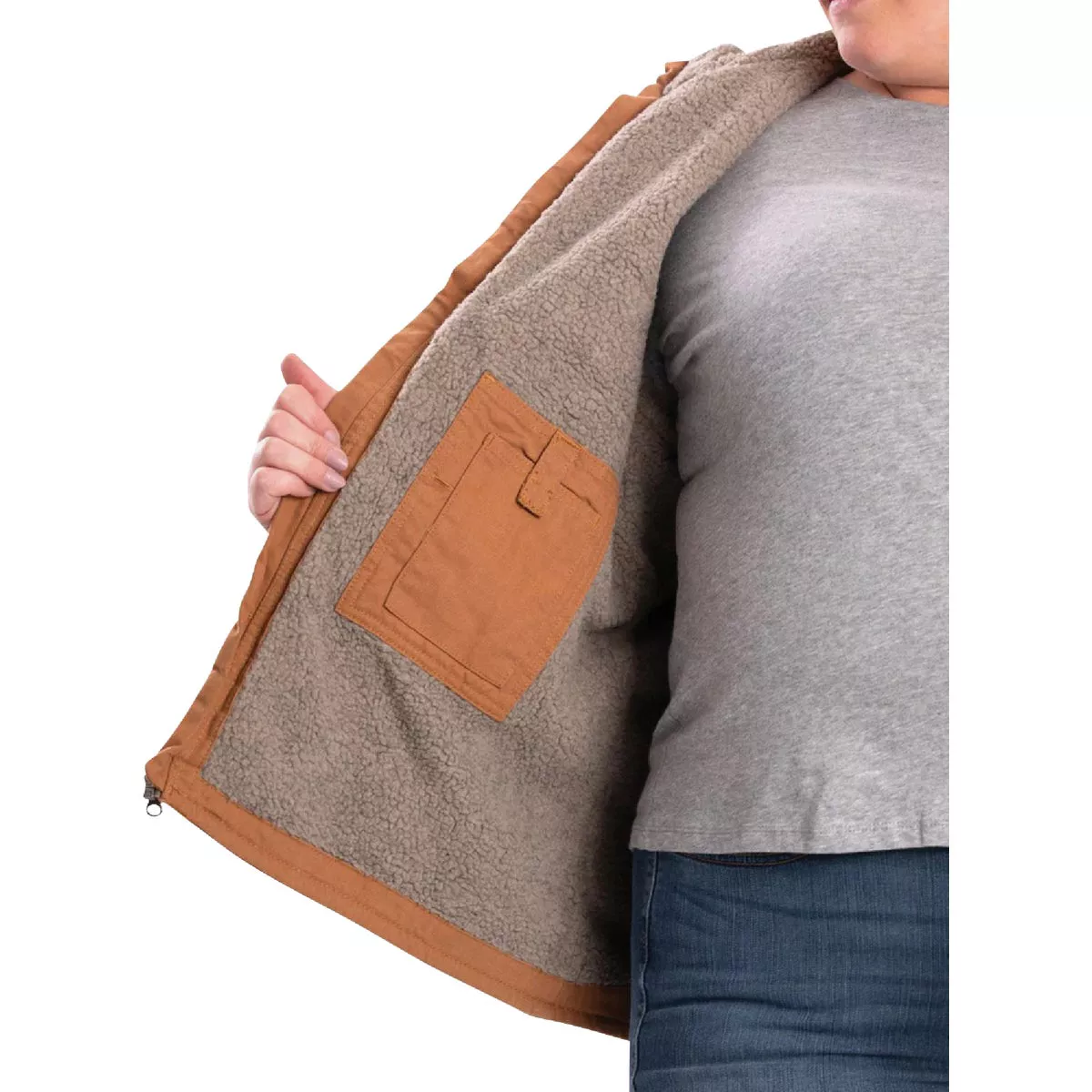 Berne Softstone Women's Large Brown Duck Sherpa-Lined Vest - photo 2