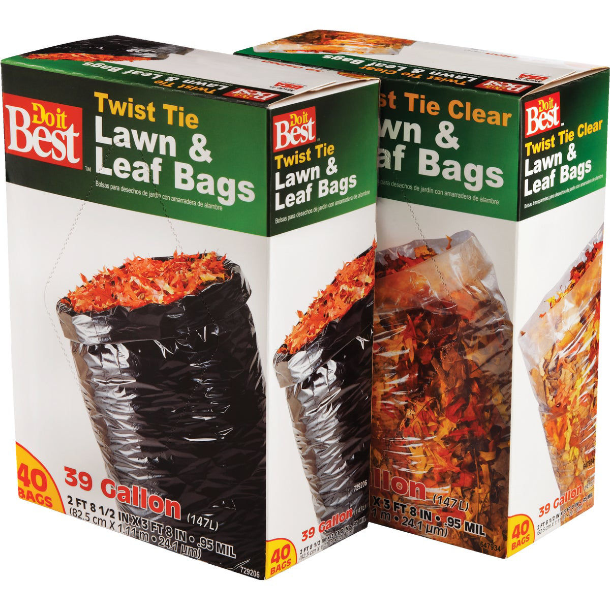 Basic Lawn & Leaf Trash Bags, Flap Tie, 39 Gallon, 10 Bags 