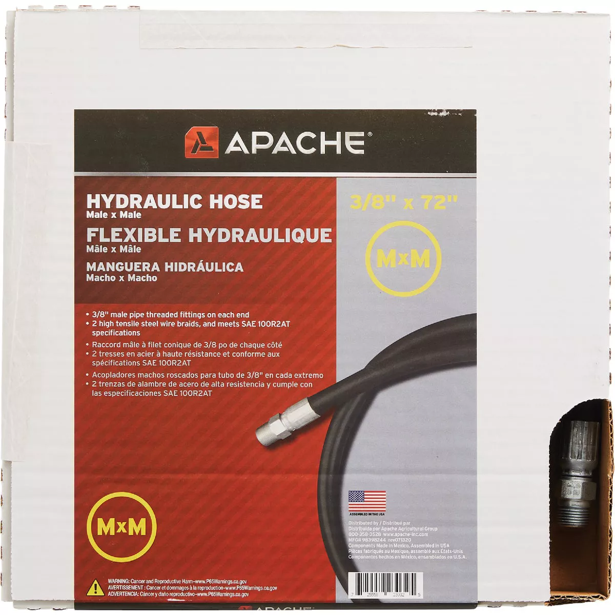 Apache 3/8 In. x 72 In. Male to Male Hydraulic Hose - photo 2