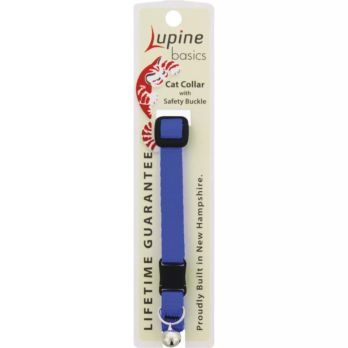 Lupine 1/2 In. Traditional Solid Blue Breakaway Cat Collar with Bell
