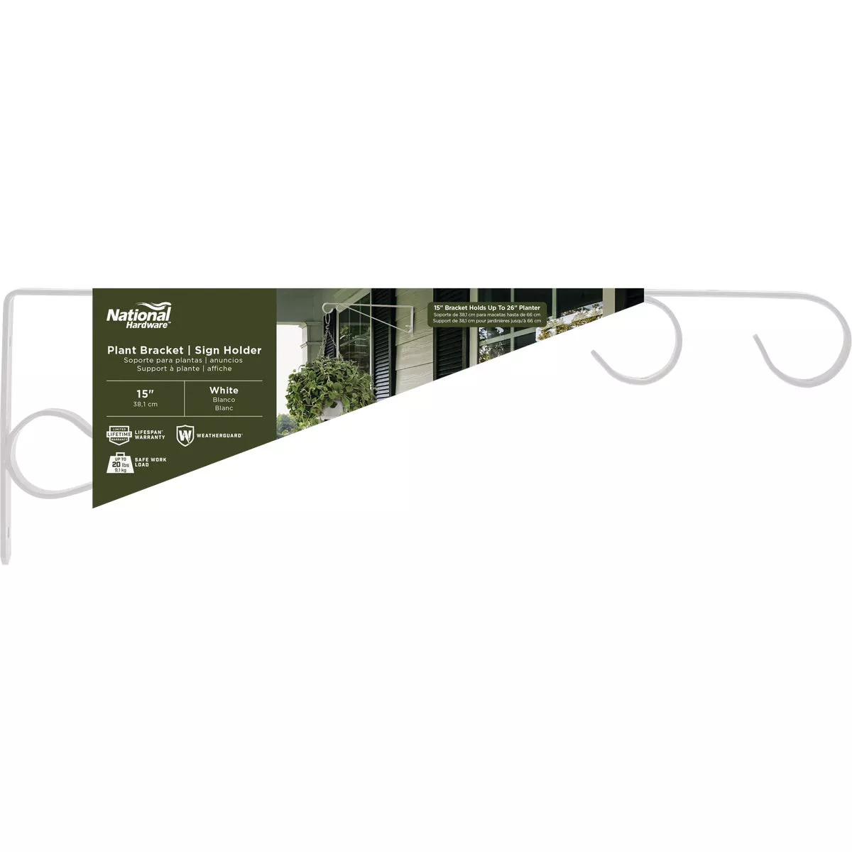 National Hardware 15 In. White Steel Hanging Plant Bracket - photo 2