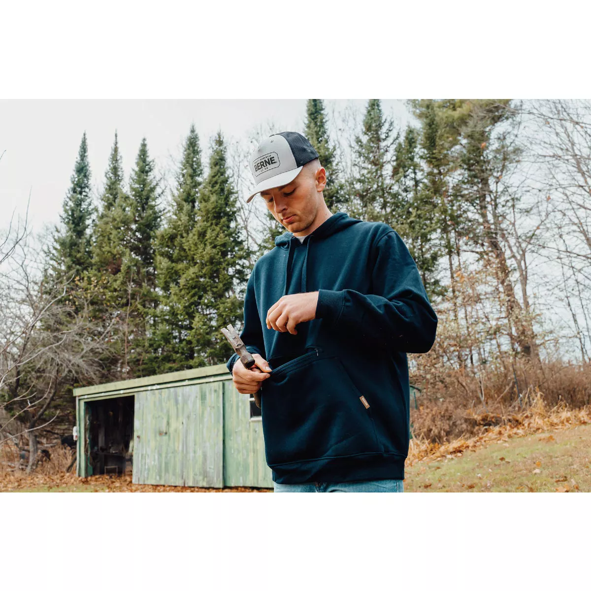 Berne Gray Badge Logo Trucker Cap - photo 3
