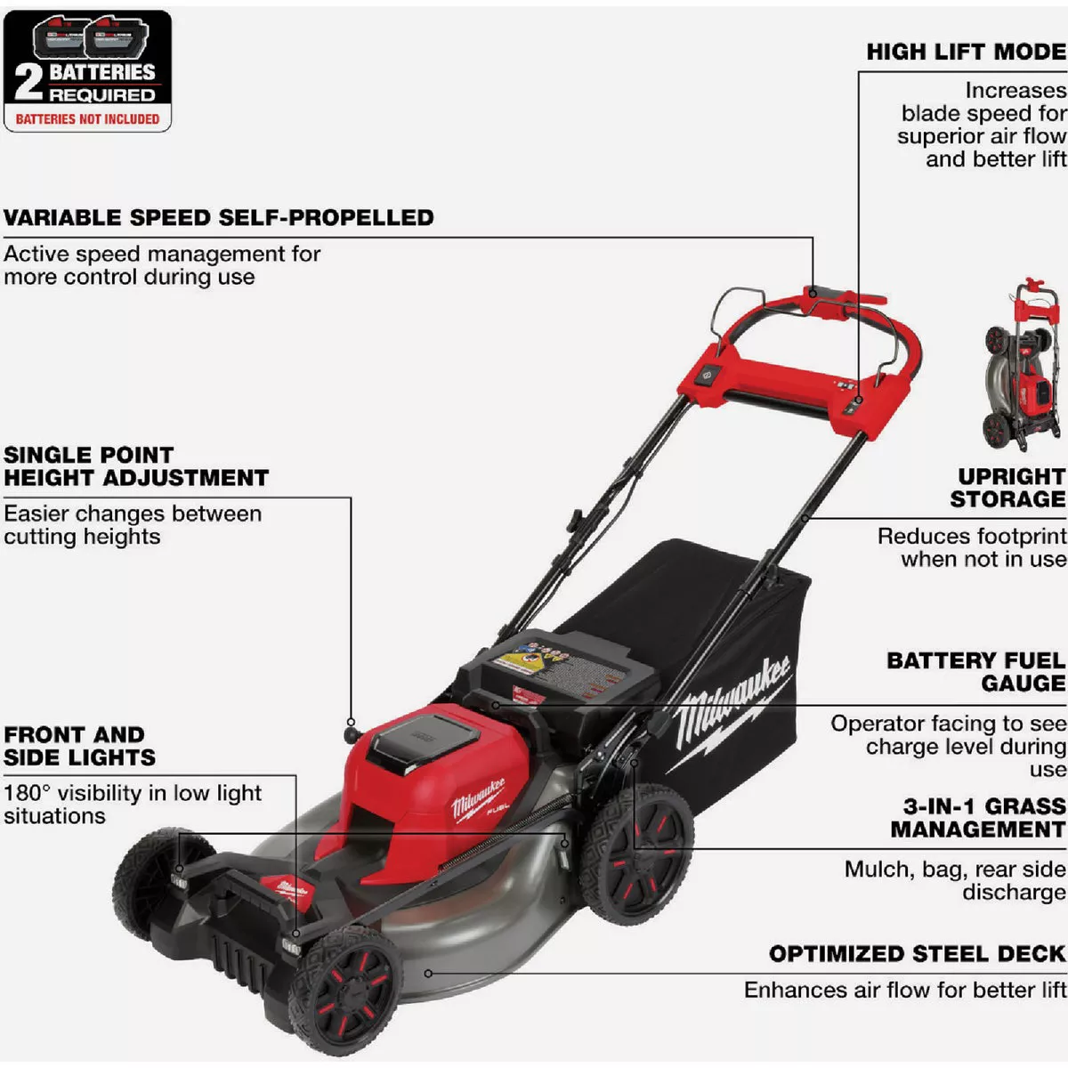 Milwaukee M18 FUEL 21 In. Self-Propelled Dual Battery Mower (Tool Only) - photo 2